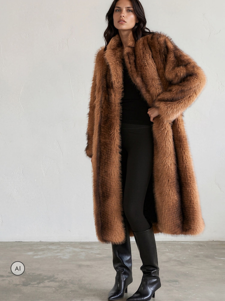 Religion Brown Long Meryl Fox Fur Maxi Coat - Image 2 of 8 Religion Brown Long Meryl Fox Fur Maxi Coat - Image 2 of 8