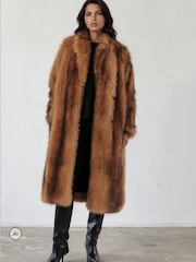 Religion Brown Long Meryl Fox Fur Maxi Coat - Image 3 of 8