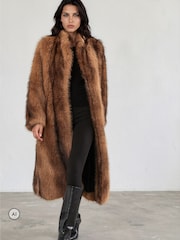 Religion Brown Long Meryl Fox Fur Maxi Coat - Image 4 of 8