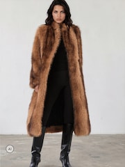 Religion Brown Long Meryl Fox Fur Maxi Coat - Image 7 of 8
