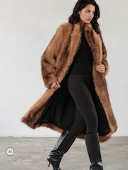 Religion Brown Long Meryl Fox Fur Maxi Coat - Image 8 of 8