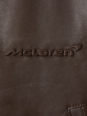 Reiss x McLaren F1 Team Chocolate Cropped Leather Bomber Jacket - Image 7 of 8