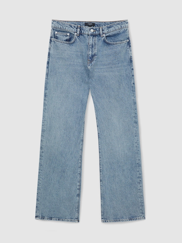 Reiss Light Stone Wash Styles Relaxed Flared-Leg Jeans - Image 2 of 7 Reiss Light Stone Wash Styles Relaxed Flared-Leg Jeans - Image 2 of 7