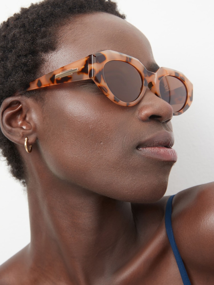 Tortoiseshell Brown Polarised Slim Cat Eye Sunglasses - Image 2 of 6