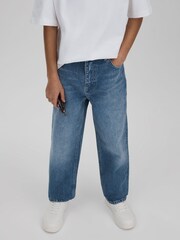 Reiss Mid Blue Ronnie 9-13 yrs Loose Fit Adjuster Jeans - Image 1 of 6
