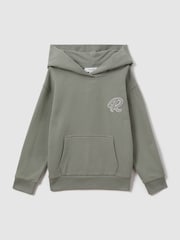 Reiss Pistachio Cade Teen Cotton Motif Hoodie - Image 1 of 3