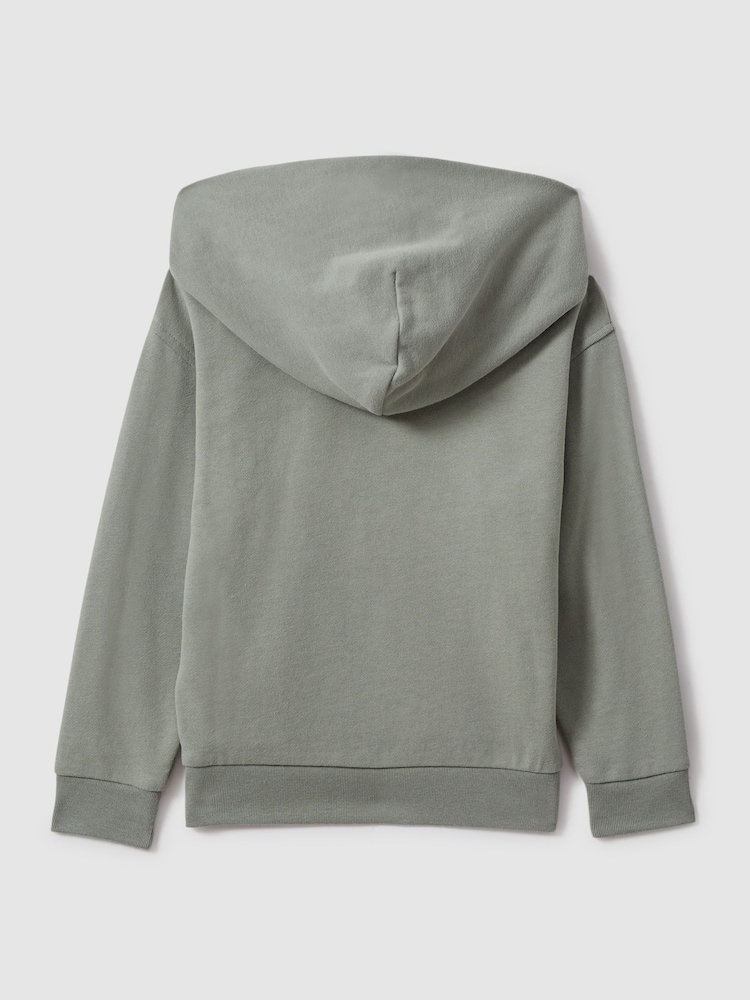 Reiss Pistachio Cade Teen Cotton Motif Hoodie - Image 2 of 3