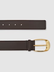 Reiss Chocolate Sammy Leather Rounded-Buckle Belt - Image 3 of 4