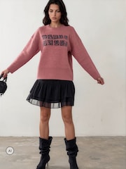 Religion Pink Maddie Jumper With Rebel Heart Slogan - Image 1 of 7