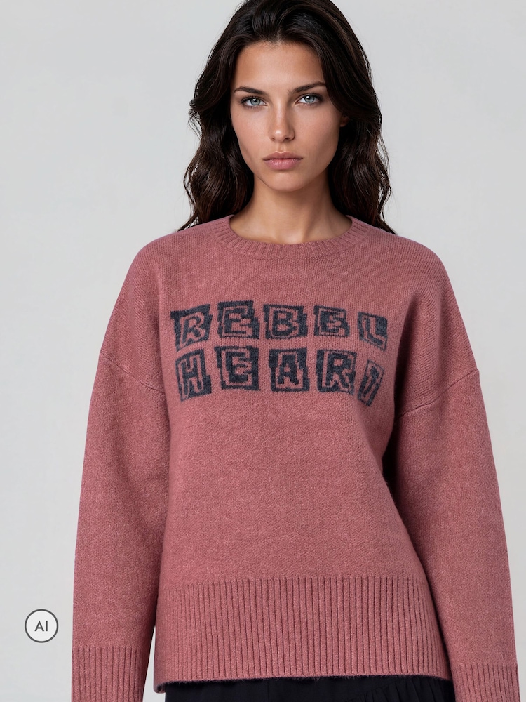 Religion Pink Maddie Jumper With Rebel Heart Slogan - Image 2 of 7 Religion Pink Maddie Jumper With Rebel Heart Slogan - Image 2 of 7