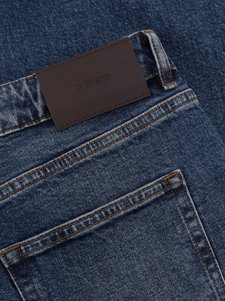 Reiss Indigo Blue Wash Freddie Barrel-Leg Jeans - Image 8 of 8 Reiss Indigo Blue Wash Freddie Barrel-Leg Jeans - Image 8 of 8