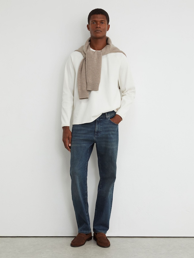 Reiss Dark Blue Leon Comfort-Stretch Jeans - Image 1 of 7 Reiss Dark Blue Leon Comfort-Stretch Jeans - Image 1 of 7