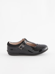 Schwarzes Lackleder - Lederschuhe mit T-Steg - Bild 2 von 6
