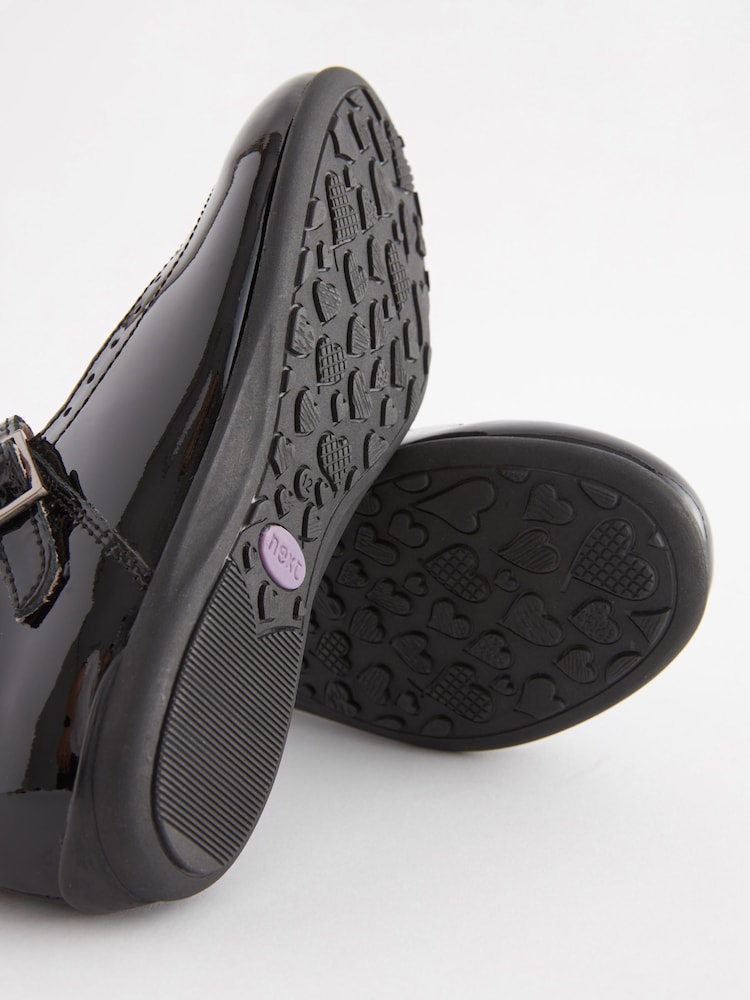 Schwarzes Lackleder - Lederschuhe mit T-Steg - Bild 6 von 6