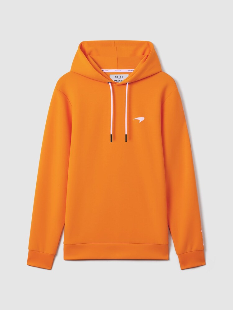 Reiss x McLaren F1 Team Papaya Interlock Jersey Hoodie - Image 2 of 6 Reiss x McLaren F1 Team Papaya Interlock Jersey Hoodie - Image 2 of 6