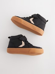 Black Wide Fit (G) Elastic Lace Touch Fastening Chevron Boots - Image 2 of 6