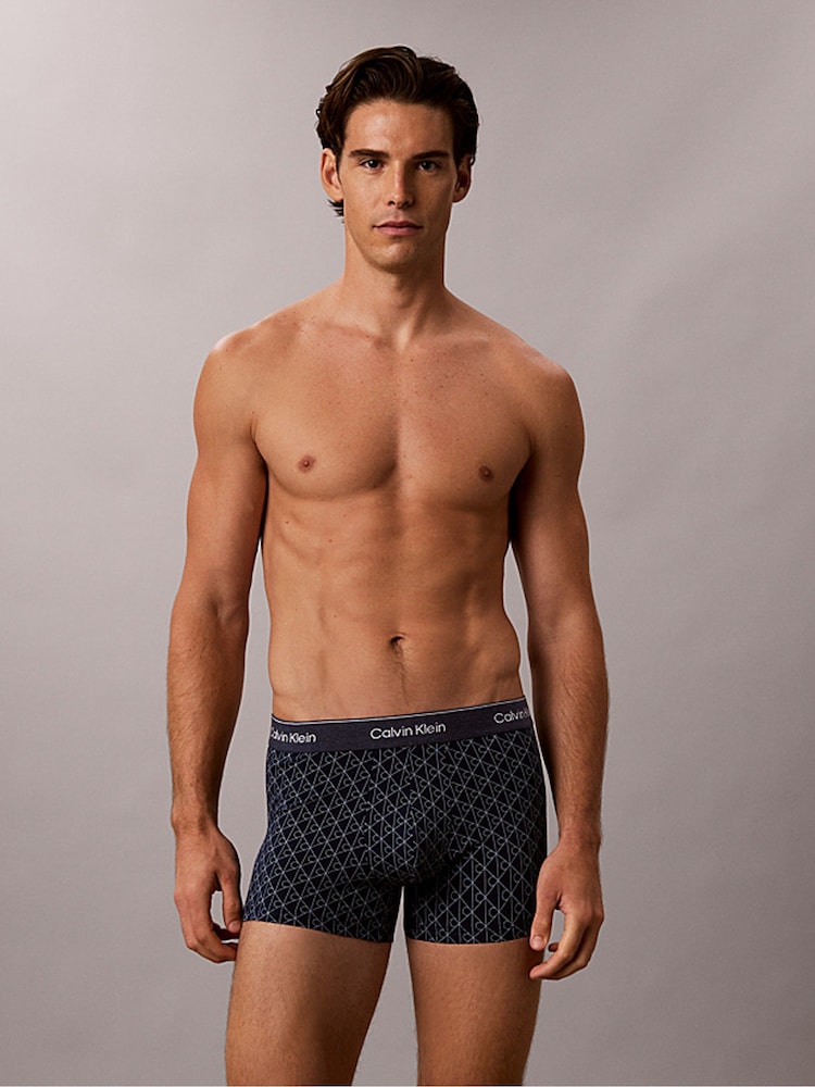 Calvin Klein Blue Icon Cotton Denim Emblem Trunks - Image 1 of 6 Calvin Klein Blue Icon Cotton Denim Emblem Trunks - Image 1 of 6