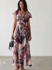 Religion Pink Floral Indium Maxi Tea Dress - Image 3 of 8