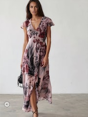 Religion Pink Floral Indium Maxi Tea Dress - Image 4 of 8
