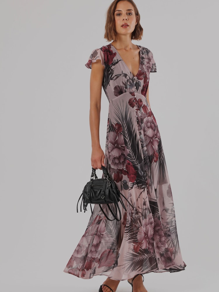 Religion Pink Floral Indium Maxi Tea Dress - Image 8 of 8 Religion Pink Floral Indium Maxi Tea Dress - Image 8 of 8
