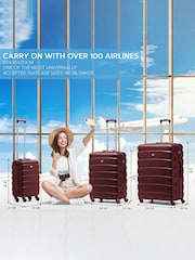 Temno rdeča - Flight Knight Hardcase velik karirast; s karirastim vzorcem in Suitcases and Cabin Case Set of 3 - Slika 2 iz 7