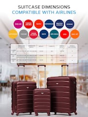 Temno rdeča - Flight Knight Hardcase velik karirast; s karirastim vzorcem in Suitcases and Cabin Case Set of 3 - Slika 3 iz 7