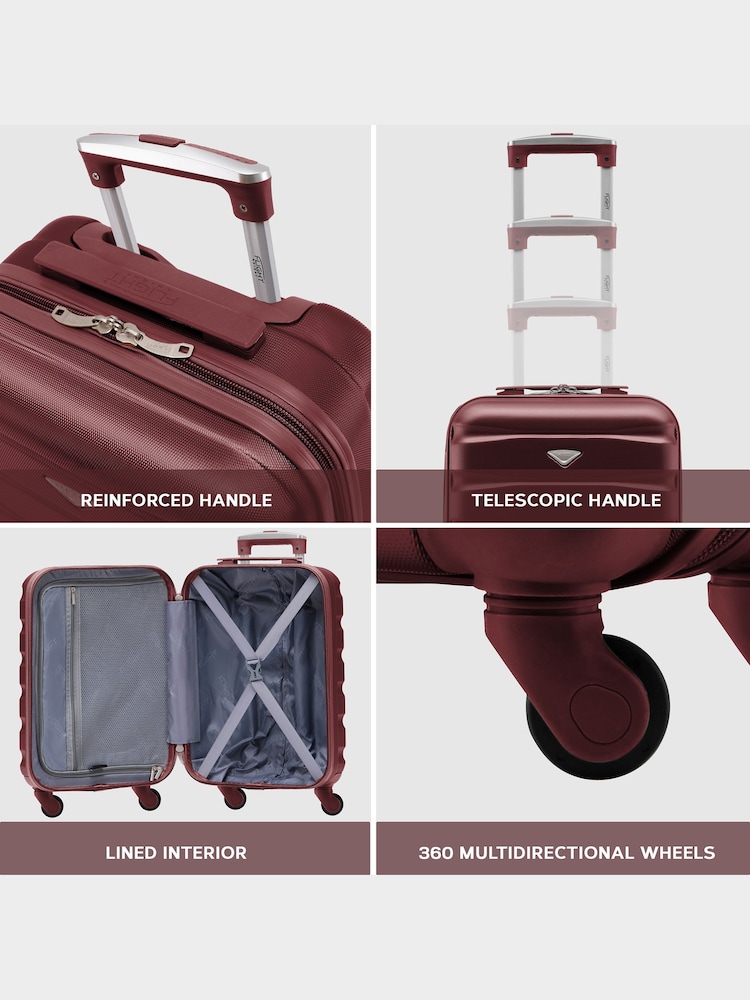 Temno rdeča - Flight Knight Hardcase velik karirast; s karirastim vzorcem in Suitcases and Cabin Case Set of 3 - Slika 7 iz 7