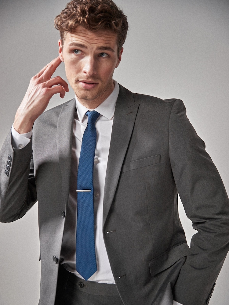 Charcoal Grey Tailored Fit Two Button Suit Jacket - Image 1 of 12