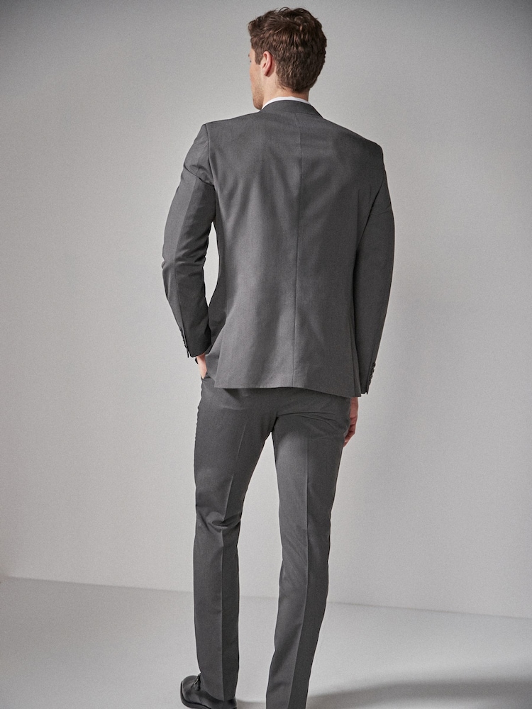 Charcoal Grey Tailored Fit Two Button Suit Jacket - Image 3 of 12