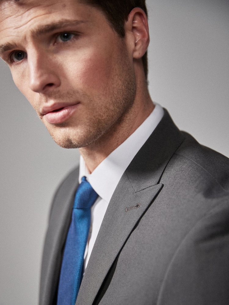 Charcoal Grey Tailored Fit Two Button Suit Jacket - Image 6 of 12
