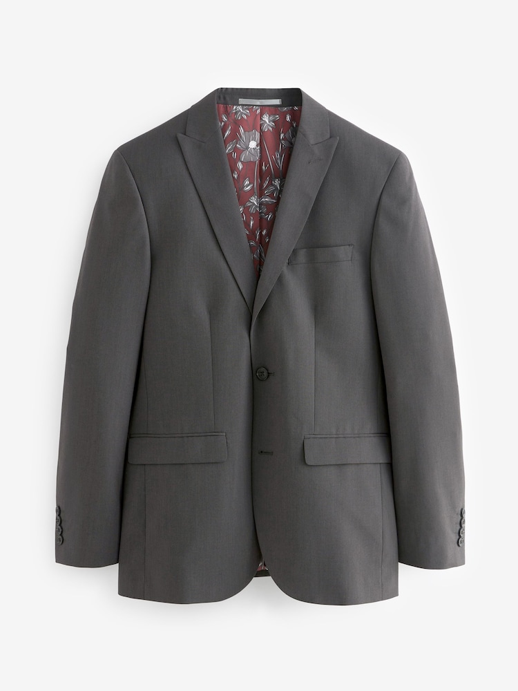 Charcoal Grey Tailored Fit Two Button Suit Jacket - Image 8 of 12