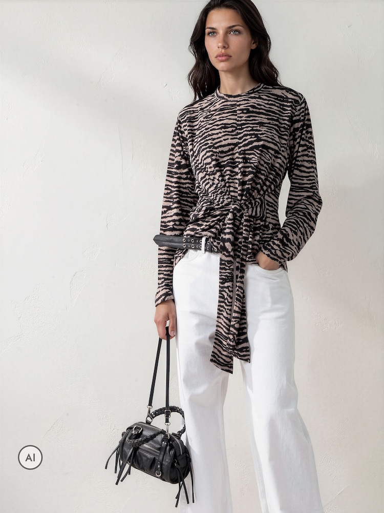 Religion Animal Lyla Top With Tie Detail If Soft Jersey In Zebra Print - Image 2 of 8 Religion Animal Lyla Top With Tie Detail If Soft Jersey In Zebra Print - Image 2 of 8