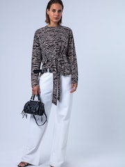 Religion Animal Lyla Top With Tie Detail If Soft Jersey In Zebra Print - Image 6 of 8