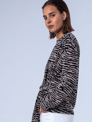 Religion Animal Lyla Top With Tie Detail If Soft Jersey In Zebra Print - Image 7 of 8