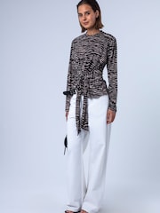 Religion Animal Lyla Top With Tie Detail If Soft Jersey In Zebra Print - Image 8 of 8