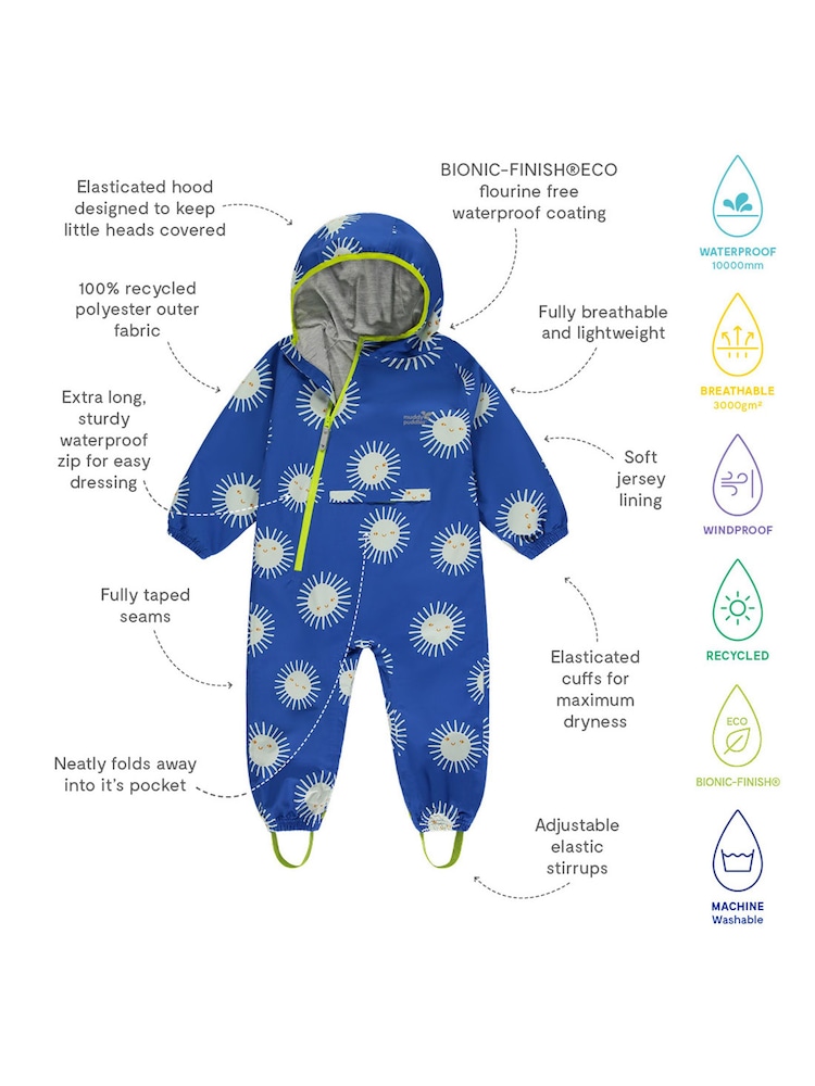 Muddy Puddles Blue Recycled EcoLight Waterproof All-in-One - Image 3 of 3
