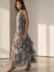 Religion Natural Snake-Print Taylor Maxi Dress With Full Ruffle Skirt - Image 1 of 8