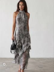 Religion Natural Snake-Print Taylor Maxi Dress With Full Ruffle Skirt - Image 2 of 8