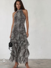 Religion Natural Snake-Print Taylor Maxi Dress With Full Ruffle Skirt - Image 3 of 8