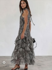 Religion Natural Snake-Print Taylor Maxi Dress With Full Ruffle Skirt - Image 4 of 8