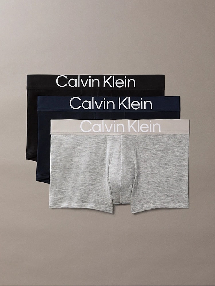 Calvin Klein Blue Trunks 3 Pack - Image 1 of 7 Calvin Klein Blue Trunks 3 Pack - Image 1 of 7