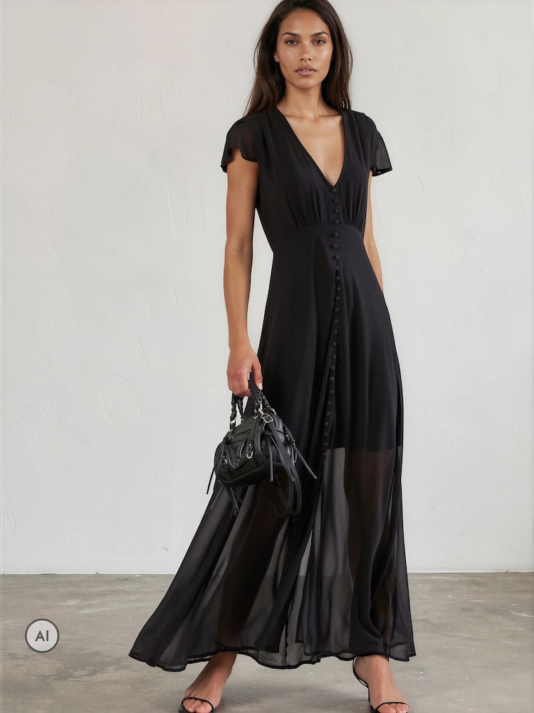 Religion Black Indium Maxi Tea Dress - Image 1 of 8 Religion Black Indium Maxi Tea Dress - Image 1 of 8