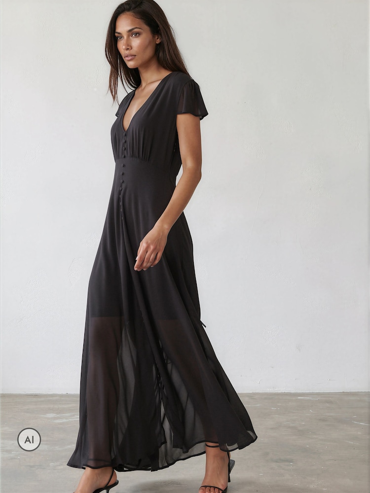 Religion Black Indium Maxi Tea Dress - Image 2 of 8 Religion Black Indium Maxi Tea Dress - Image 2 of 8