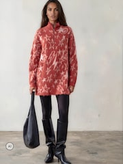 Oransje - Religion Overdimensjonert Star Jacquard Burnt Strikket Starlight-kjole med glidelås og traktutringning - Bilde 3 av 8