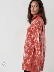 Oransje - Religion Overdimensjonert Star Jacquard Burnt Strikket Starlight-kjole med glidelås og traktutringning - Bilde 4 av 8