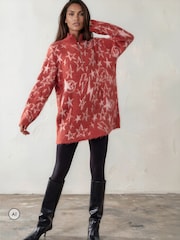 Oransje - Religion Overdimensjonert Star Jacquard Burnt Strikket Starlight-kjole med glidelås og traktutringning - Bilde 5 av 8