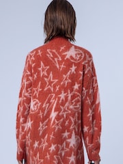 Oransje - Religion Overdimensjonert Star Jacquard Burnt Strikket Starlight-kjole med glidelås og traktutringning - Bilde 7 av 8