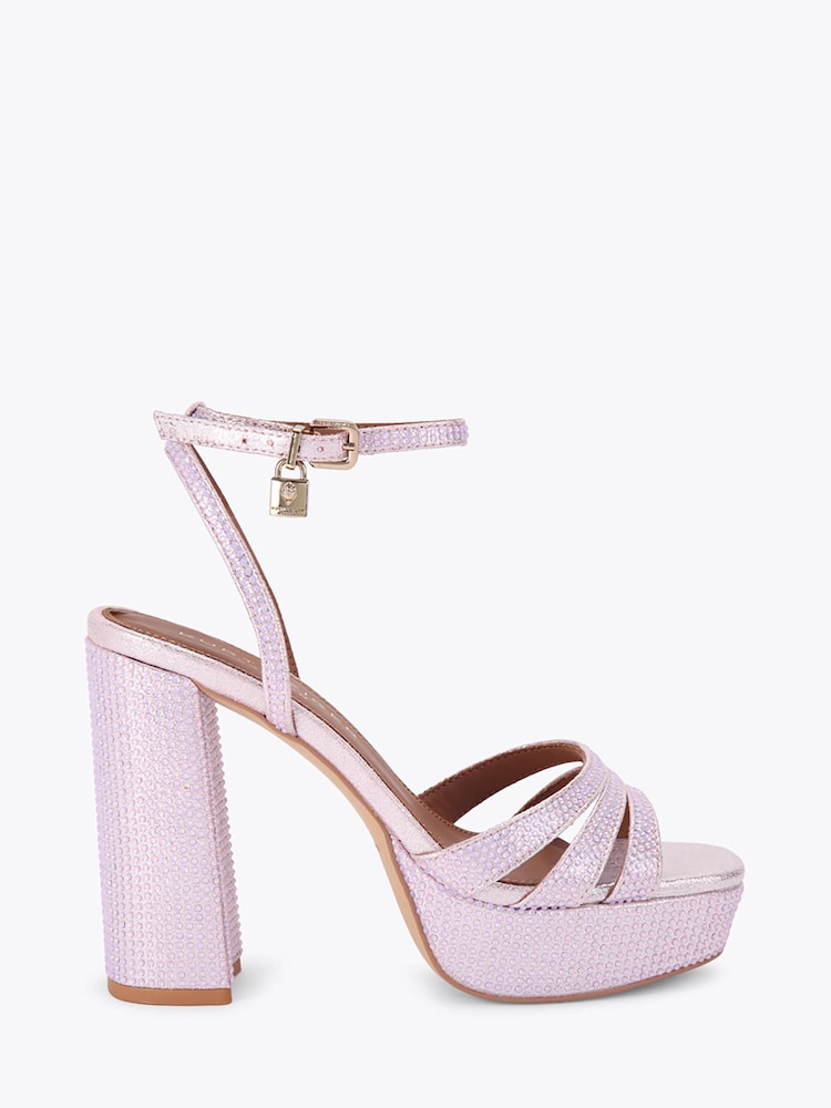 Kurt Geiger London Purple Brixton Platform Heeled Sandals - Image 1 of 4 Kurt Geiger London Purple Brixton Platform Heeled Sandals - Image 1 of 4