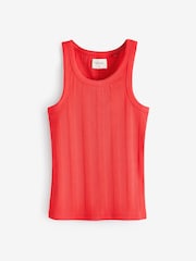 Red Floral Rib Vest Short 100% Cotton Pyjamas Set - Image 2 of 5