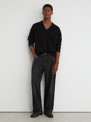 Reiss Black Bowie Baggy-Fit Jeans - Image 1 of 7